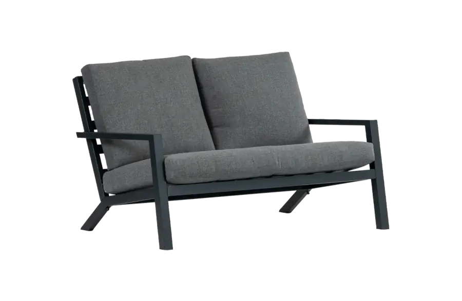 Loungebank Bezano | 2-persoons | Matt Black/Grey | Aluminium