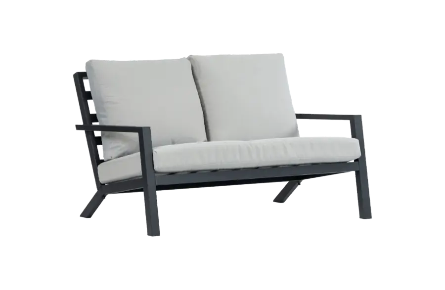 Loungebank Bezano | 2-persoons | Matt Black/Off White | Aluminium