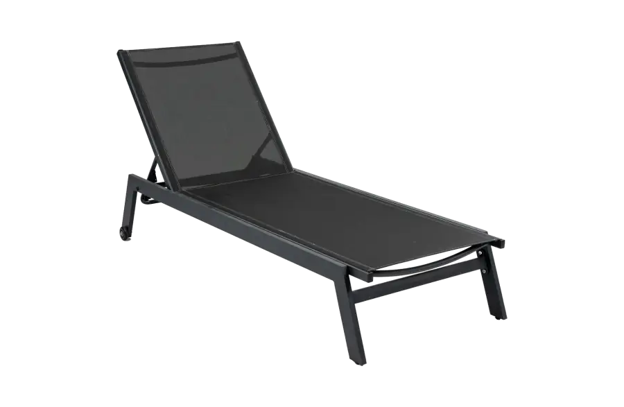 Ligbed Bonaire | Black | Aluminium & Textileen | Stapelbaar