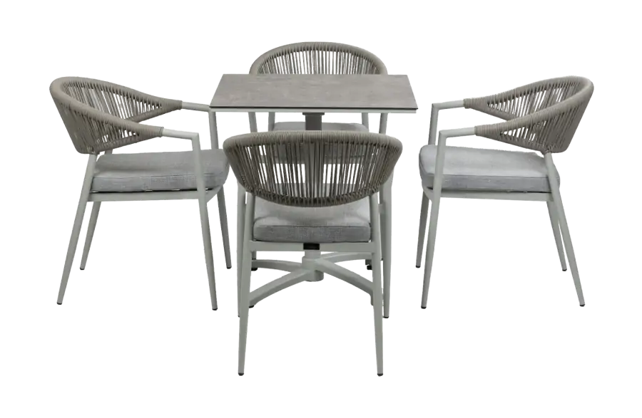 5-Delige tuinset | 4 Tuinstoelen Brugge (Sand) | Inklapbare tuintafel Gent 70x70cm  (Sand)