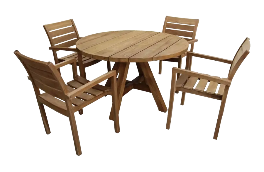 Bulu tuinset-5 delige tuinset-Bulu tuinstoel-Teakhout-ronde tuintafel