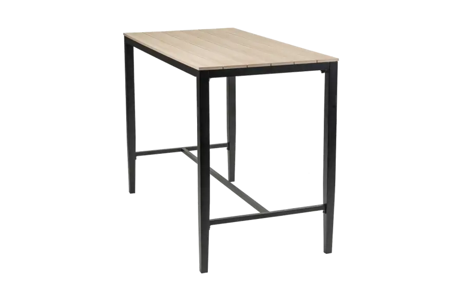 Moderne  aluminium bartafel voor buiten met polywood tafelblad - 150x75cm - 4 Seizoenen Tuinmeubelen