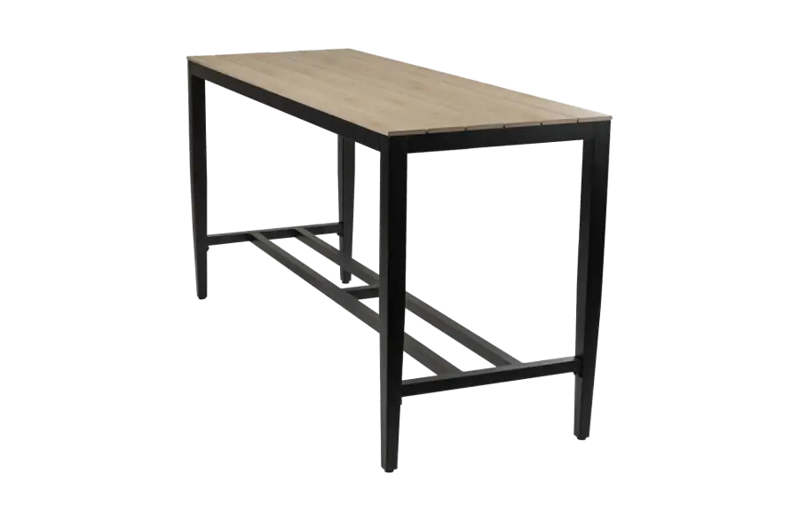 Moderne  aluminium bartafel voor buiten met polywood tafelblad - 200x75 - 4 Seizoenen Tuinmeubelen