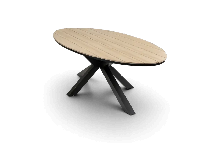 Ovale tuintafel cyprus wood black polywood aluminium PNG