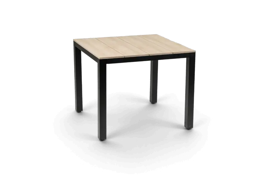 Vierkante tuintafel cyprus wood black polywood aluminium PNG