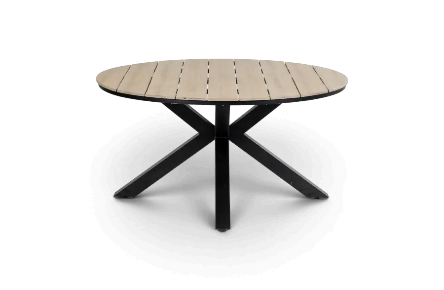 Ronde tuintafel cyprus wood black polywood aluminium PNG