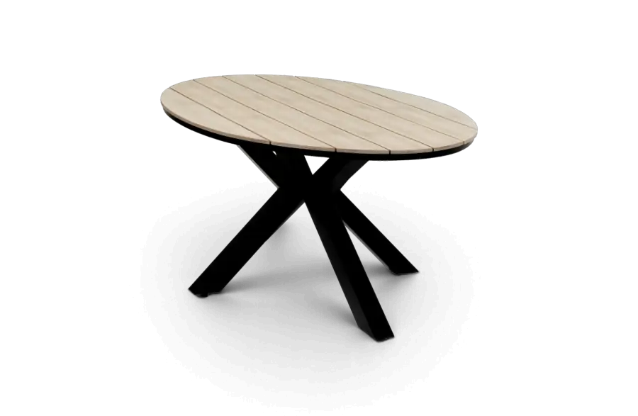 Ovale tuintafel cyprus wood black polywood aluminium PNG