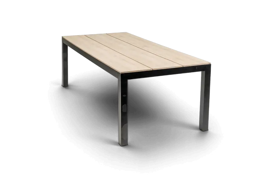 Rechthoekige tuintafel cyrpus wood black polywood aluminium PNG
