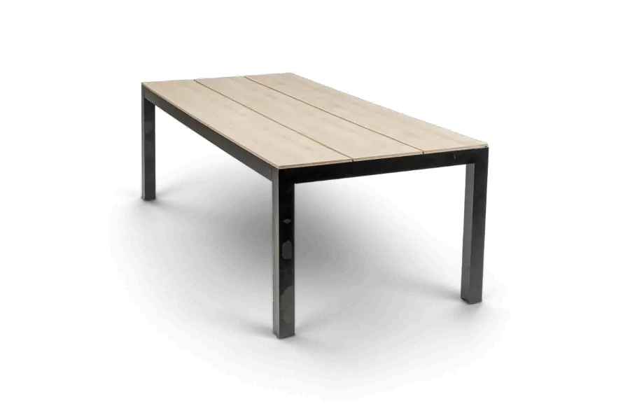 Rechthoekige tuintafel Cyrpus wood black polywood aluminium PNG