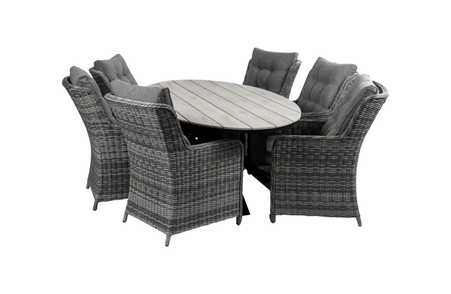 Dublin tuinset Dublin-7 delige tuinset-polywood tuintafel-wicker vlechtwerk-aluminium frame
