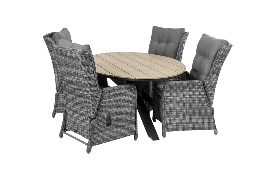 5-delige tuinset - 4 Dublin verstelbare stoelen-180cm ovale Cyprus tuintafel