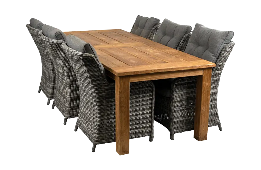 7-delige tuinset | 6 Dublin tuinstoelen (AG) | 240cm Ayra tuintafel (Teak)