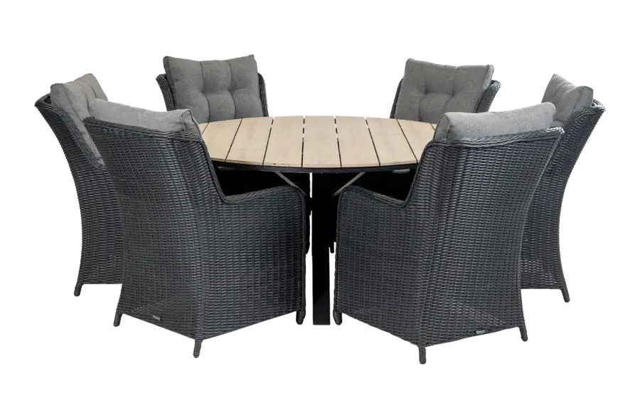 7-delige-ronde-tuinset-cyprus-tuintafel-polywood-aluminium-wicker-tuinsoel-dublin-zwart
