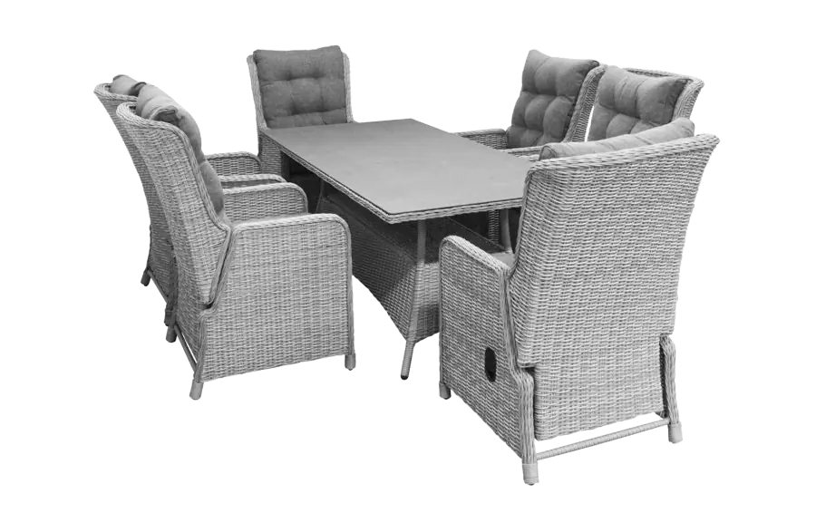 7-delige tuinset | 6 Dublin verstelbare stoelen (MG) | 180cm tafel (Keramiek)