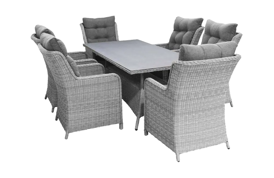 7-delige tuinset | 6 Dublin tuinstoelen (MG) | 180cm tuintafel (Keramiek)