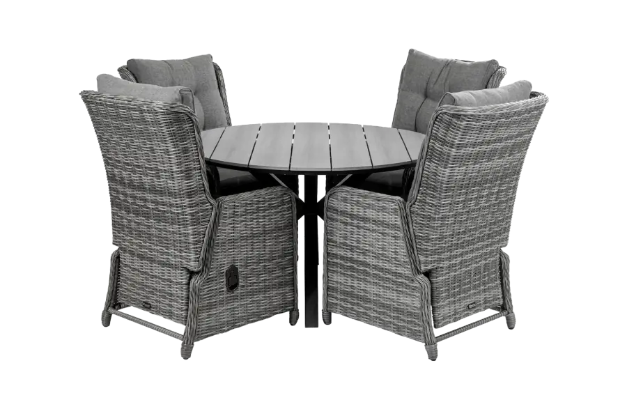 Cyprus-ronde-tuintafel-ash-grey-verstelbare-tuinstoelen-dublin tuinstoel-wicker-aluminium frame