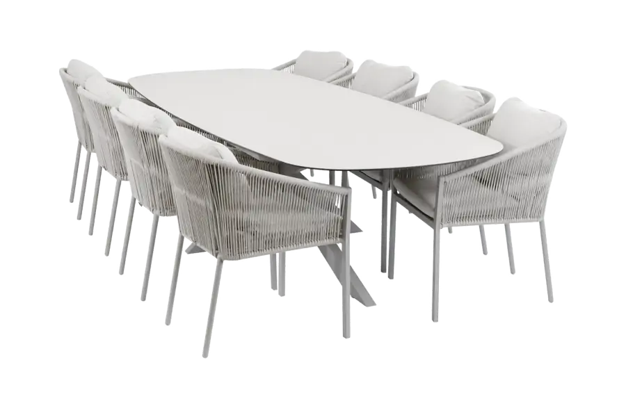 9-delige tuinset | 8 Elvira tuinstoelen (Camel) | Tuintafel Malaga 280x115cm (Camel)