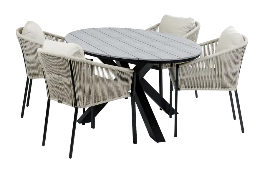Ovale-tuinset-Elvira-black-polywood-tuintafel-4-seizoenen-tuinmeubelen