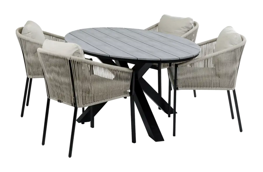 Ovale-tuinset-Elvira-black-polywood-tuintafel-4-seizoenen-tuinmeubelen