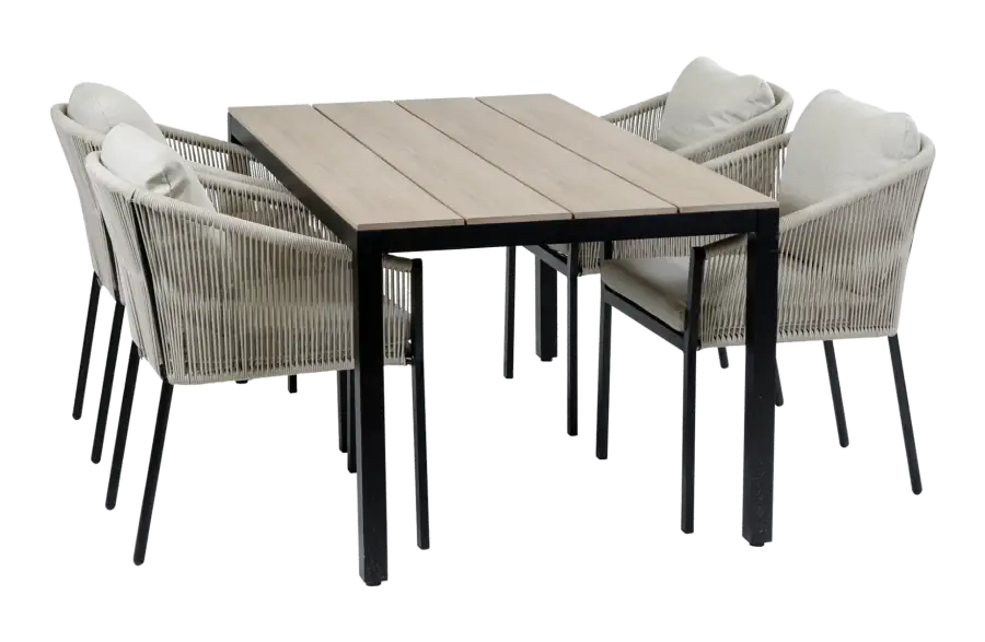 5-delige tuinset-Elvira black dining tuinstoel-polywood-4-seizoenen-tuinmeubelen