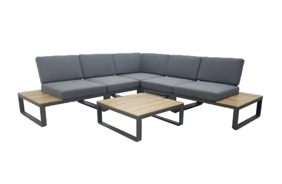 Hoek Loungeset Albufeira | Antraciet | Acacia & Aluminium | Eurofar