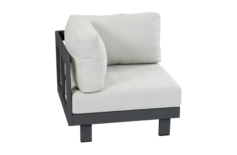 Hoekelement modulaire loungebank tulum beige black aluminium PNG