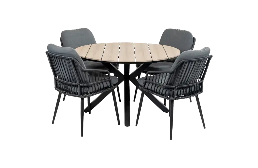 5-delig-cyprus-tuintafel-rond-wood-isabel-black-4-seizoenen-tuinmeubelen