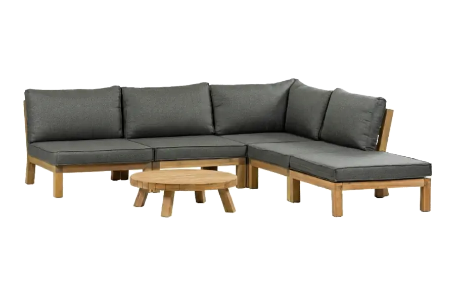 Hoek loungeset Kent | 6-delig | Grey | Acacia