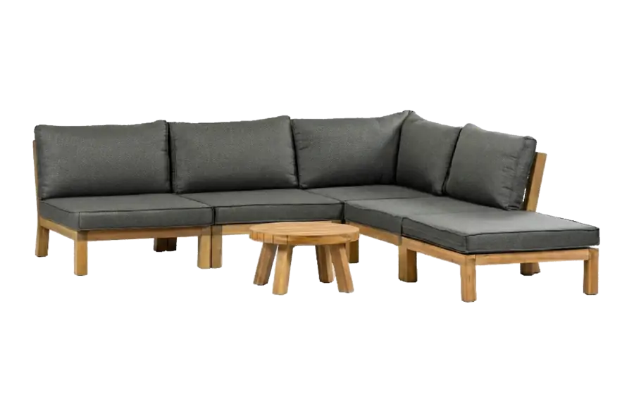 Hoek loungeset Kent | 6-delig | Grey | Acacia