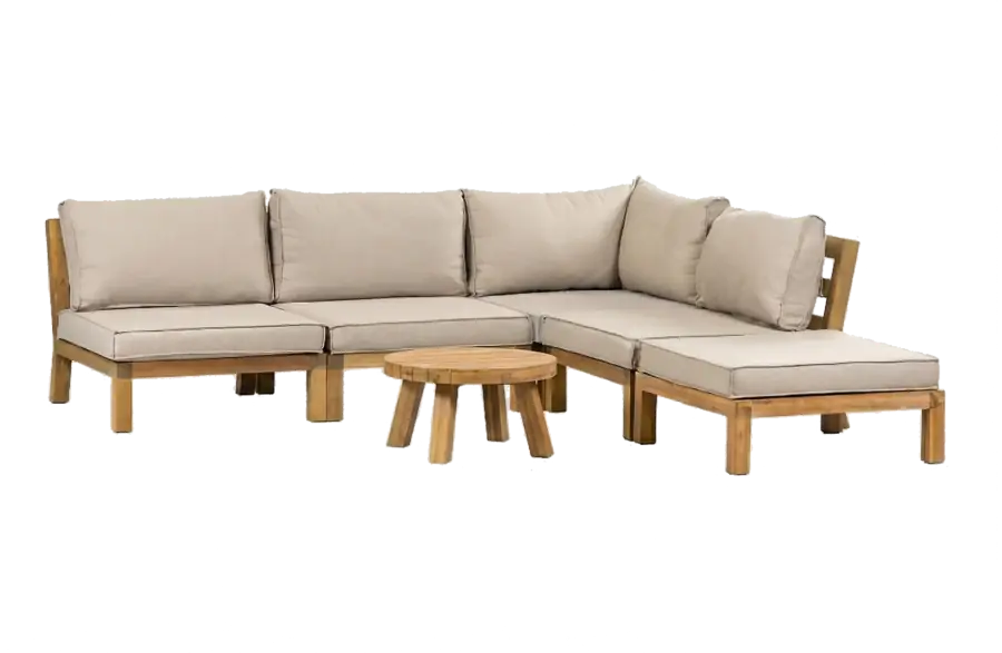 Hoek loungeset Kent | 6-delig | Sand | Acacia