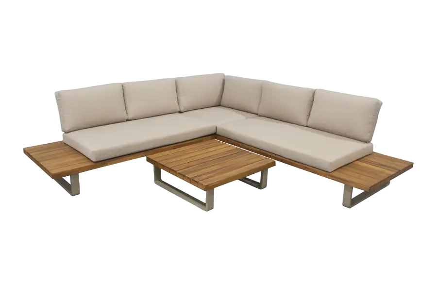 Hoek loungeset Bastan | Sand | Acacia & Aluminium