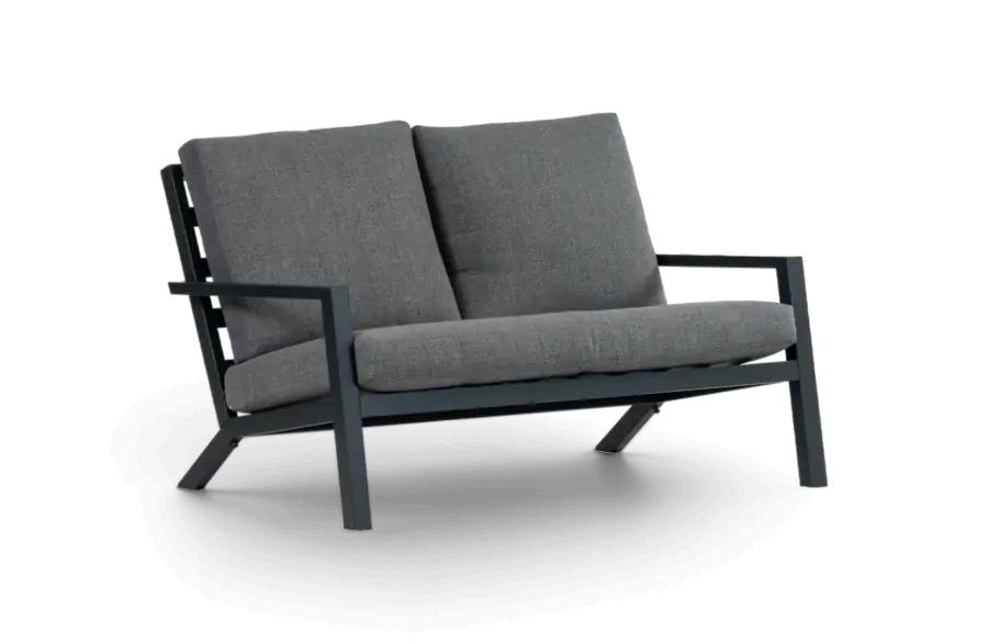 Loungebank 2 persoons Bezano Matt Black grey Aluminium PNG