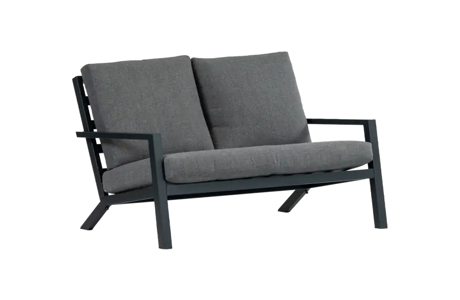 Loungebank 2 persoons Bezano Matt Black grey Aluminium PNG