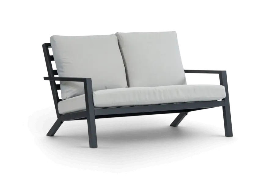 Loungebank 2 persoons Bezano Matt Black Off White Aluminium PNG