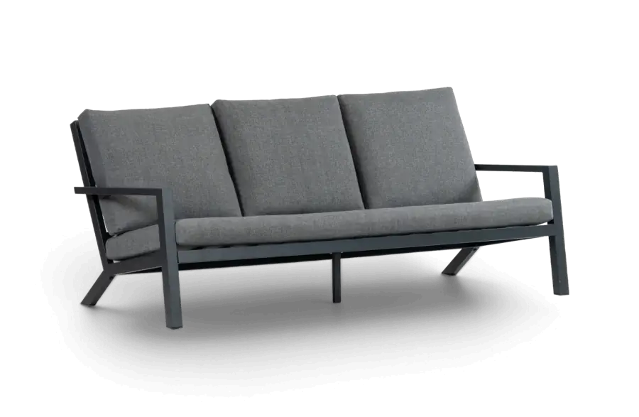 Loungebank 3 persoons Bezano Matt Black Grey Aluminium PNG