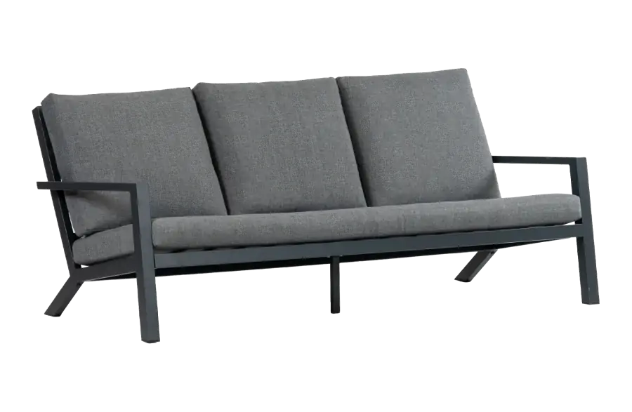 Loungebank 3 persoons Bezano Matt Black Grey Aluminium PNG