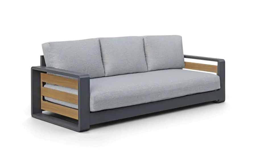 Loungebank Fosega 3 Persoons Matt Black Stone Grey Aluminium PNG