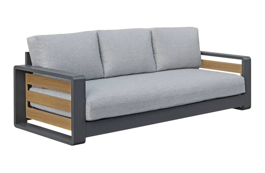 Loungebank Fosega 3 Persoons Matt Black Stone Grey Aluminium PNG