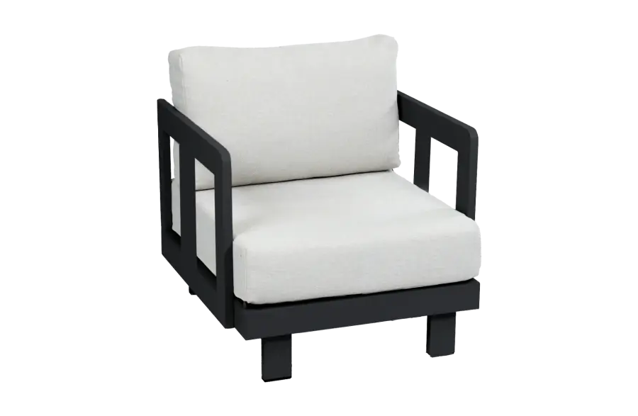 Loungestoel Tulum Beige black Alumuninium PNG