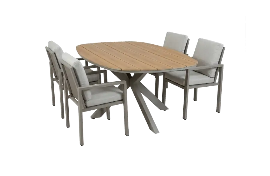 5-delige tuinset | 4 Lumo tuinstoelen | Tuintafel Cadiz 180x115cm 