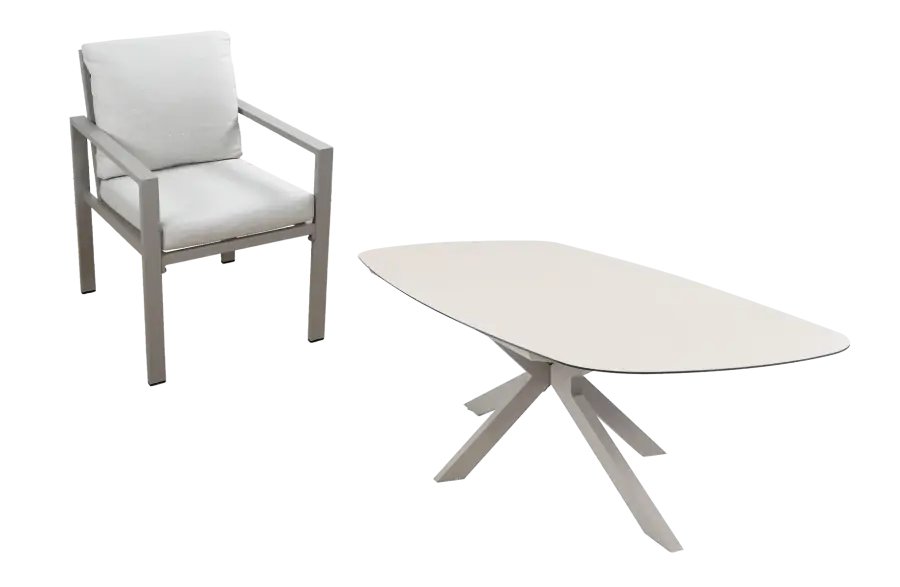 9-delige tuinset | 8 Lumo tuinstoelen | Tuintafel Malaga 280x115cm