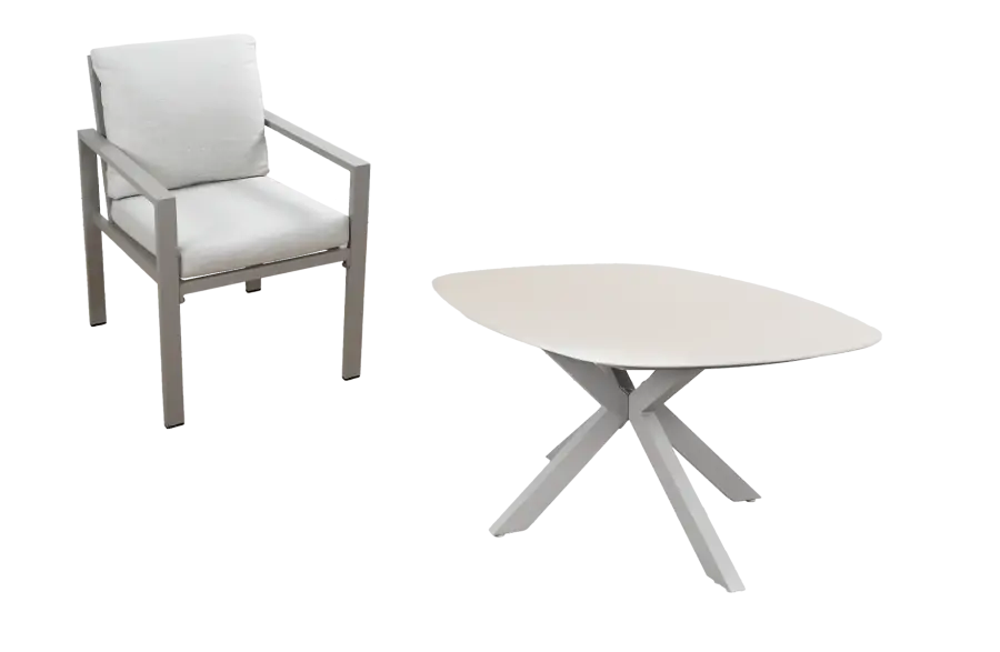 5-delige tuinset | 4 Lumo tuinstoelen | Tuintafel Barletta 180x115cm | Camel & Sandstone 