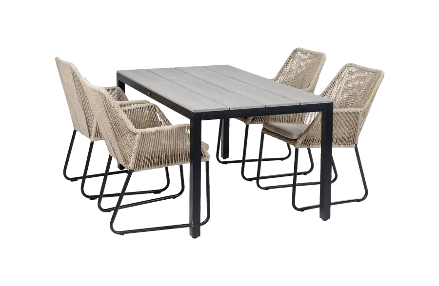 5-delige tuinset | 4 Mona tuinstoelen | 160cm Cyprus tuintafel