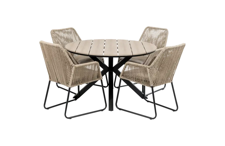 Mona tuinset-5 delige tuinset-Mona tuinstoel Sand-cyprus ovale tuintafel-polywood tuintafel-rope