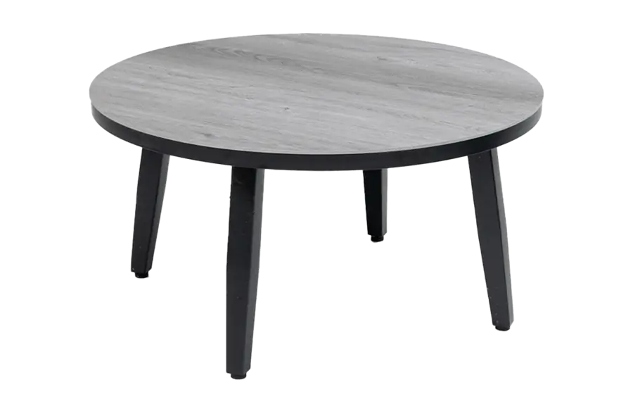 Mykonos ronde bijzettafel grijs zwart 73cm - ronde grijze bijzettafels kunststof - 4 Seizoenen Tuinmeubelen