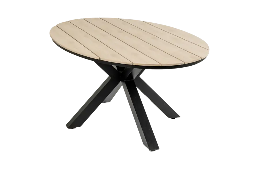 Ovale tuintafel cyprus wood black polywood aluminium PNG