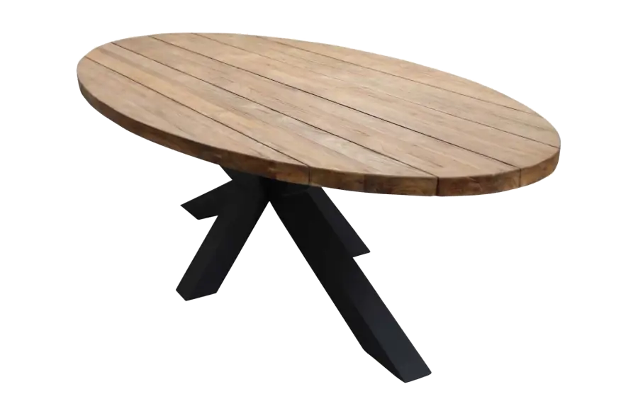 Ovale tuintafel Palu 240x120cm | Aluminium poot | Teakhout