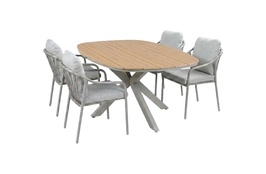 5-delige tuinset | 4 Parijs tuinstoelen | Tuintafel Cadiz 180x115cm