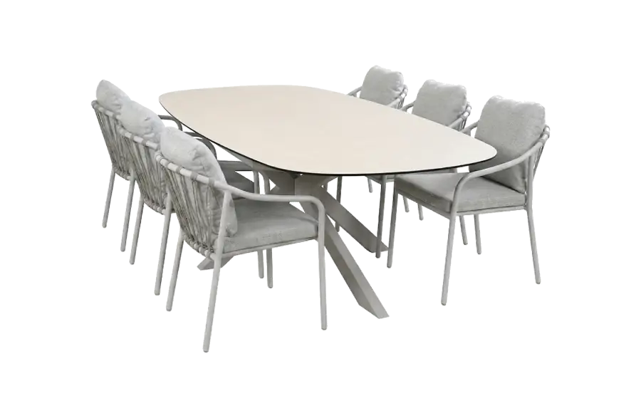 7-delige tuinset | 6 Parijs tuinstoelen | Tuintafel Malaga 240x115cm