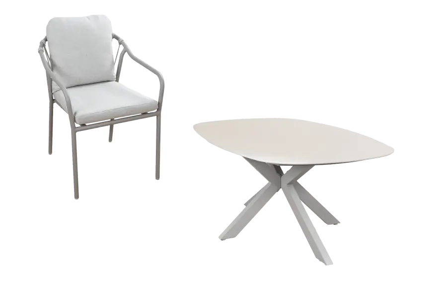 5-delige tuinset | 4 Parijs tuinstoelen | Tuintafel Barletta 180x115cm| Sandstone & Camel